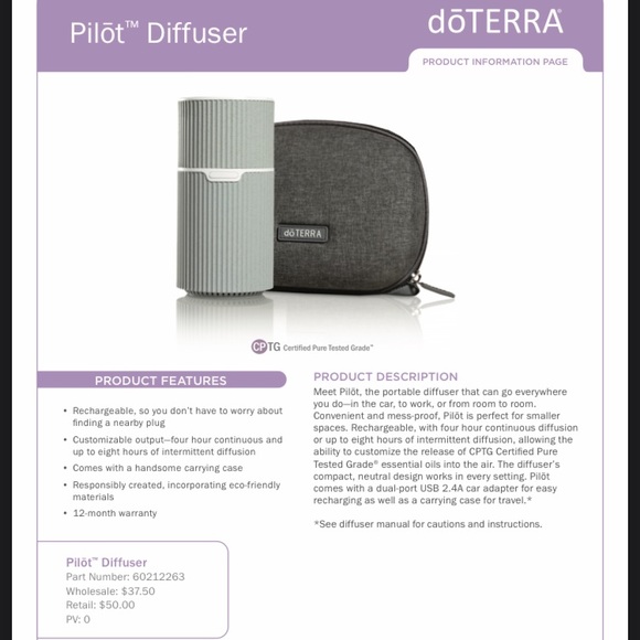 Doterra Other - DoTerra Pilot Portable Diffuser